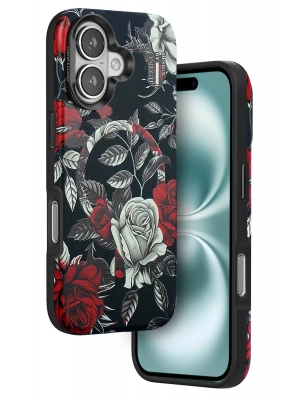 Onegif iPhone 16 Flower Series Magsafe Kapak - Siyah