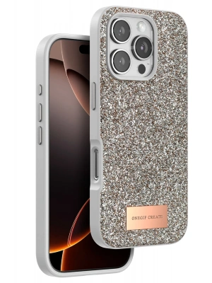 Onegif iPhone 16 Pro Bright Simli Kapak - Gold