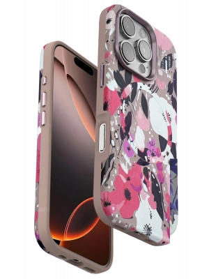 Onegif iPhone 16 Pro Flower Series Magsafe Kapak - Pembe