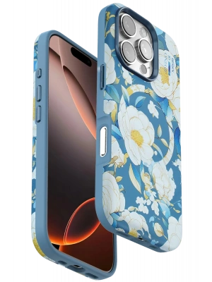 Onegif iPhone 16 Pro Max Flower Series Magsafe Kapak - Mavi