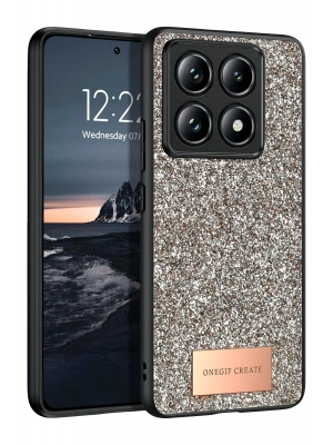 Onegif Xiaomi Mi 14T Pro Bright Simli Kapak - Gold