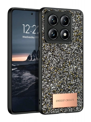 Onegif Xiaomi Mi 14T Pro Bright Simli Kapak - Gümüş