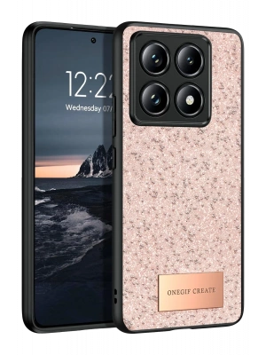 Onegif Xiaomi Mi 14T Pro Bright Simli Kapak - Pembe