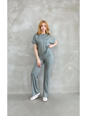 Osy Modal Yumuşak dokulu Kumaş Bisiklet Yaka Kısa Kollu Takım - Mint Yeşili