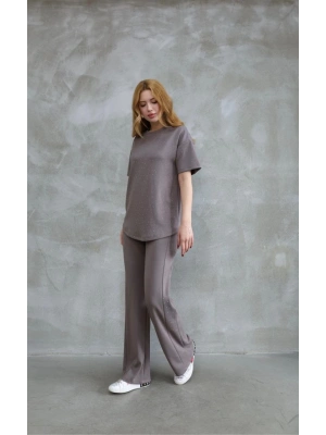 Osy Modal Yumuşak dokulu Kumaş Bisiklet Yaka Taş detaylı Kısa Kollu Takım - Vizyon