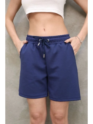 Osy Modal Yumuşak dokulu Kumaş Kadın Kısa Şort - Mavi