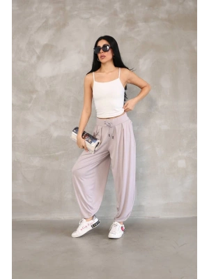 Osy Modal Yumuşak Dokulu Kumaş Şalvar Pantalon - Bej