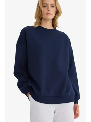 Oversize Geniş Kalıp Bisiklet Yaka Basic Düz Kalın Sweatshirt