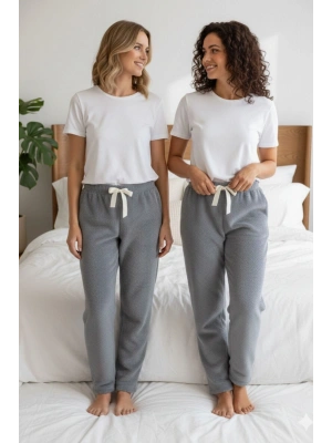Peluşlu pijama alt koyu gri nr