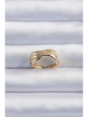 Pirinç Altın Renk Kıvrımlı Ayarlanabilir Yüzük