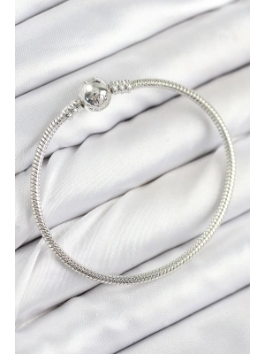 Pirinç Charm Topcuk Model Gümüş Renk Kadın Bileklik