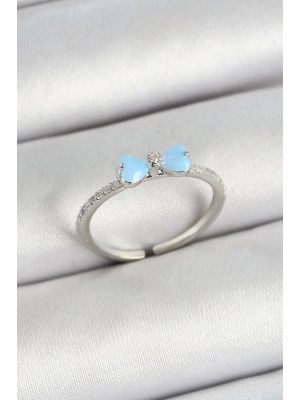 Pirinç Fiyonk Figürlü Zirkon Taşlı Gümüş Renk Ayarlanabilir Kadın Yüzük