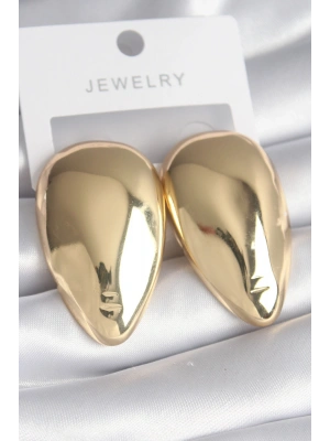 Pirinç Gold Renk Badem Model Kadın Küpe