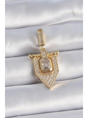 Pirinç Gold Renk Baget Zirkon Taşlı Ajda Charm
