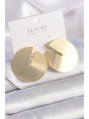 Pirinç Gold Renk Daire Plaka Model Kadın Küpe