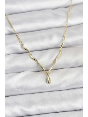 Pirinç Gold Renk Damla Model Kadın Kolye