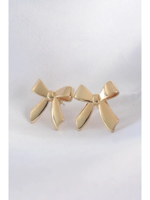 Pirinç Gold Renk Düz Plaka Fiyonk Küpe