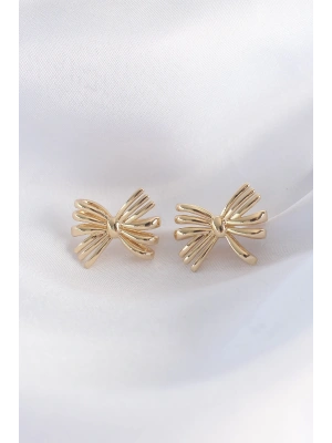 Pirinç Gold Renk Fiyonk Küpe