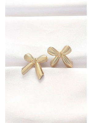 Pirinç Gold Renk Fiyonk Küpe