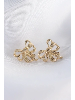 Pirinç Gold Renk Fiyonk Küpe