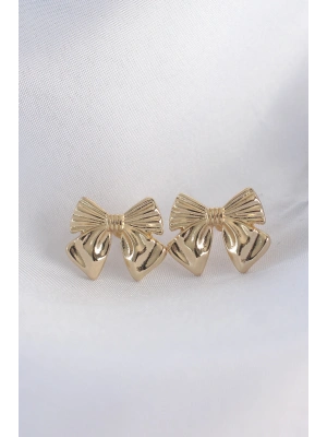 Pirinç Gold Renk Fiyonk Küpe