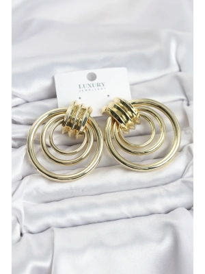 Pirinç Gold Renk Halka Model Vintage Kadın Küpe