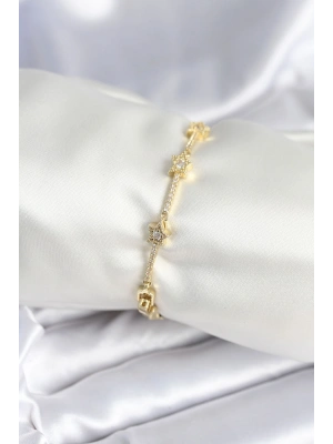 Pirinç Gold Renk Halley Yıldız Model Kadın Bileklik