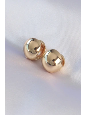 Pirinç Gold Renk İçi Boş Minimal Topçuk Küpe