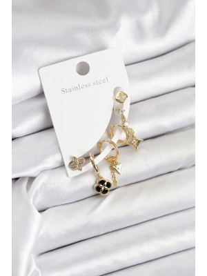 Pirinç Gold Renk Kadın Set Küpe