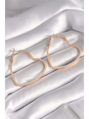 Pirinç Gold Renk Kalp Model Kadın Küpe