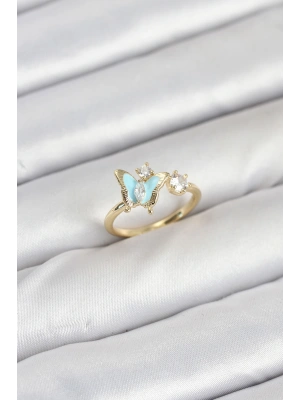 Pirinç Gold Renk Kelebek Model Kadın Yüzük