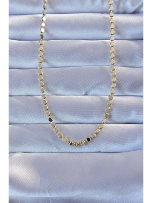 Pirinç Gold Renk Parçalı Ezme Kolye