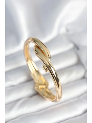 Pirinç Gold Renk Sarmal Model Kelepçe Bileklik