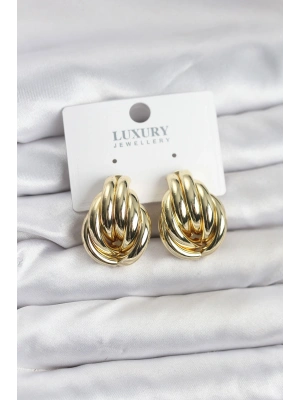 Pirinç Gold Renk Vintage Kadın Küpe