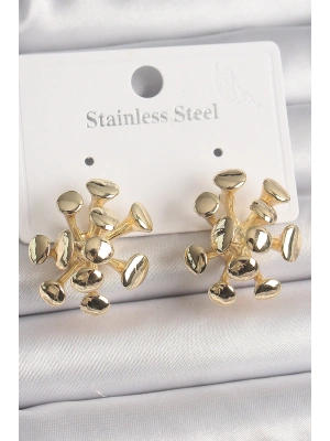 Pirinç Gold Renk Virüs Figür Model Kadın Küpe