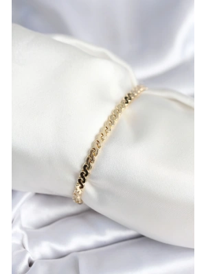 Pirinç Gold Renk Yassı Zincir Model Kadın Bileklik