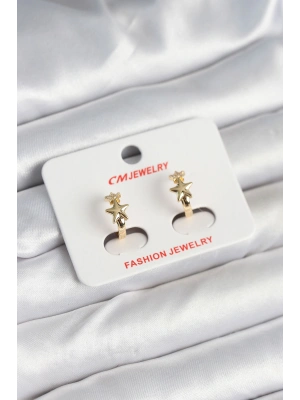Pirinç Gold Renk Yıldız Kadın Küpe