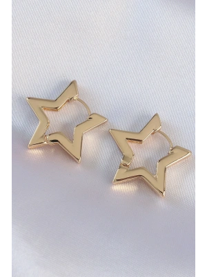 Pirinç Gold Renk Yıldız Küpe
