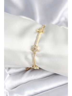 Pirinç Gold Renk Yıldız Model Kadın Bileklik