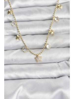Pirinç Gold Renk Yıldız Model Kadın Kolye