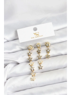 Pirinç Gold Renk Yıldız Model YSX Trio Küpe Seti