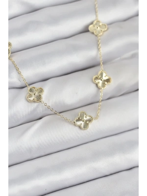 Pirinç Gold Renk Yonca Kadın Kolye