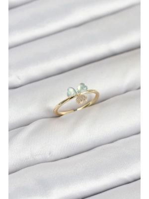 Pirinç Gold Renk Yonca Model Kadın Yüzük