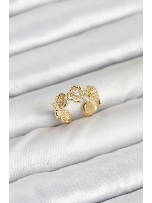 Pirinç Gold Renk Yonca Model Kadın Yüzük