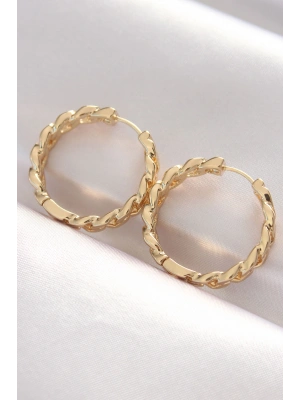 Pirinç Gold Renk Zincir Model Halka Küpe