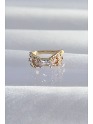 Pirinç Gold Renk Zirkon Taş Kaplama Earcuff Küpe