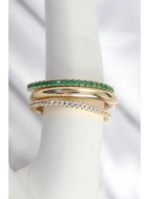 Pirinç Gold Renk Zirkon Taşlı 4Lü Kadın Yüzük