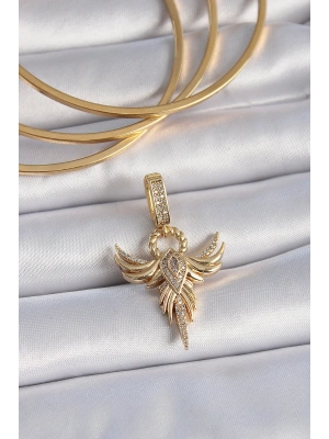 Pirinç Gold Renk Zirkon Taşlı Anka Kuşu Model Ajda Charm