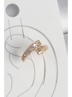 Pirinç Gold Renk Zirkon Taşlı Kadın Kıkırdak Küpe