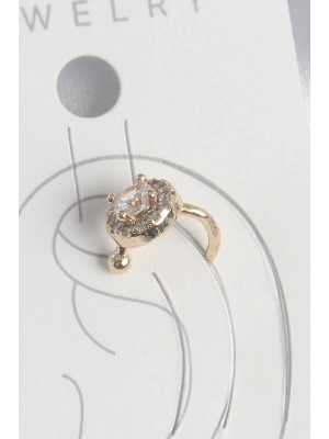 Pirinç Gold Renk Zirkon Taşlı Kadın Kıkırdak Küpe